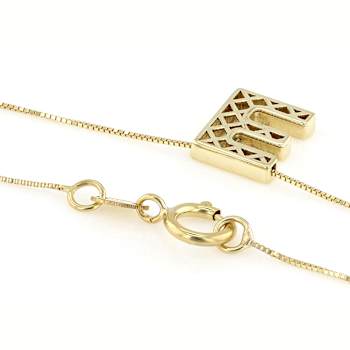 Block Letter E Initial Necklace In 10K Yellow Gold