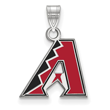 Rhodium Over Sterling Silver MLB Arizona Diamondbacks LogoArt Enameled Pendant