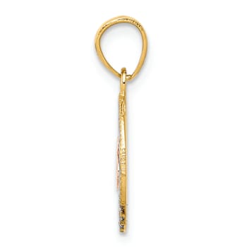 14k Yellow and Rose Gold with Rhodium over 14k Yellow Gold Textured
Cubic Zirconia 15 Pendant