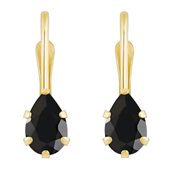 6x4mm Pear Shape Black Onyx 10k Yellow Gold Drop Earrings