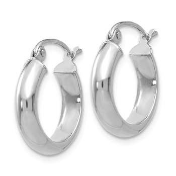 Rhodium Over 14k White Gold 3/4" Hoop Earrings