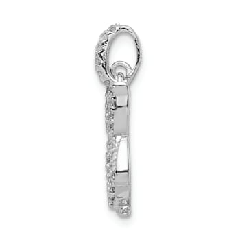 Rhodium Over Sterling Silver Cubic Zirconia Owl Pendant