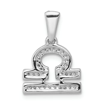Rhodium Over 14K White Gold Diamond Libra Zodiac Pendant