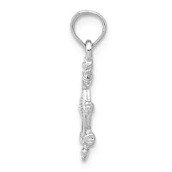 Rhodium Over 14k White Gold Ship Wheel Pendant