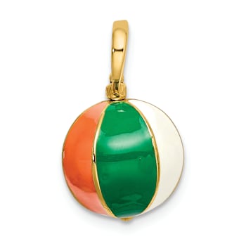 14k Yellow Gold 3D Multi Color Enamel Beach Ball Charm