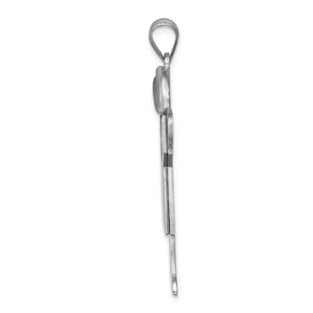 Rhodium Over 14k White Gold Satin Large Boy with Hat on Right Charm