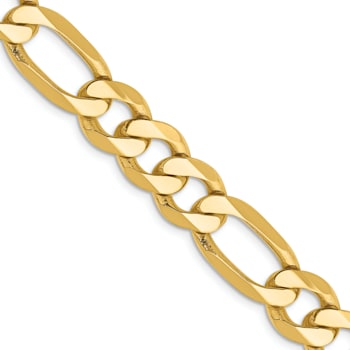 14K Yellow Gold 8.75mm Flat Figaro Chain Necklace