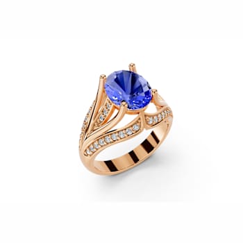 14K Rose Gold Tanzanite and Diamond Ring 2.20 ctw