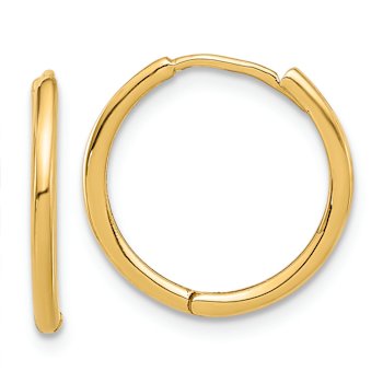 14k Yellow Gold Polished 5/8" Hinged Hoop Earrings