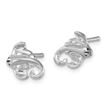 Rhodium Over Sterling Silver Polished Cownose Stingray Post Earrings