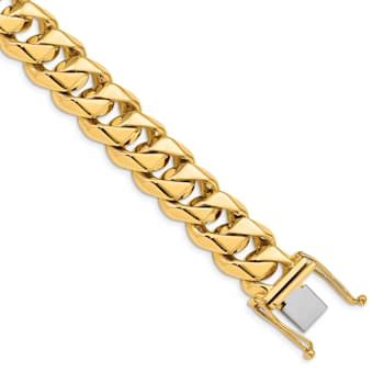 14k Yellow Gold and 14k White Gold 14mm Hand-polished Traditional Curb
Link Bracelet