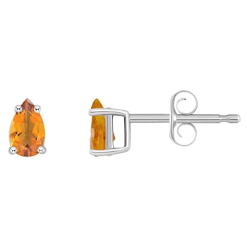 5x3mm Pear Shape Citrine 14k White Gold Stud Earrings