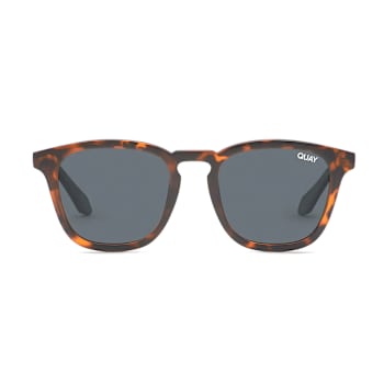 Quay Jackpot Matte Tortoise Round Frame / Smoke Polarized Lenses Sunglasses