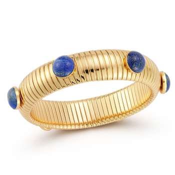 Rachel Zoe Lapis Simulant Tubogas Bold Bangle in 14K Gold Over Brass