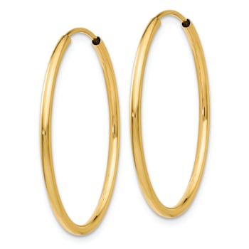 14k Yellow Gold Polished 1" Round Endless Hoop Earrings