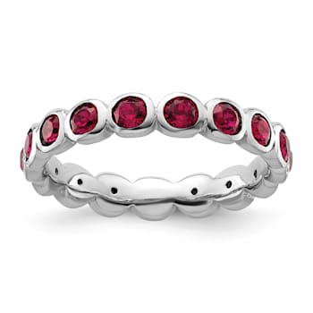 Sterling Silver Stackable Expressions Red Crystal Ring