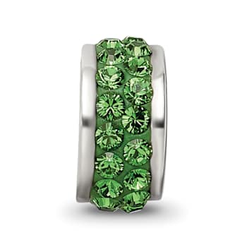 Sterling Silver Reflections Green Double Row Preciosa Crystal Bead