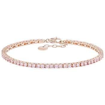 Pink CZ Tennis Bracelet In 18K Rose Gold Over Sterling Silver 7.00ctw