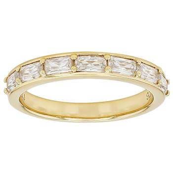 Moissanite Baguette And Round Stackable Ring Set Of 2 In 14K Gold Over
Sterling Silver