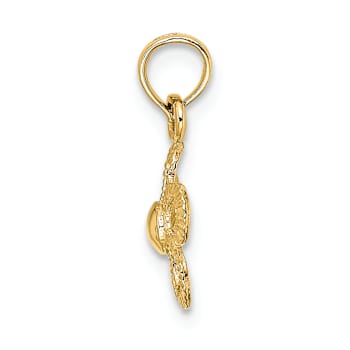 10K Yellow Gold 2D Textured Mini Daisy Flower Charm