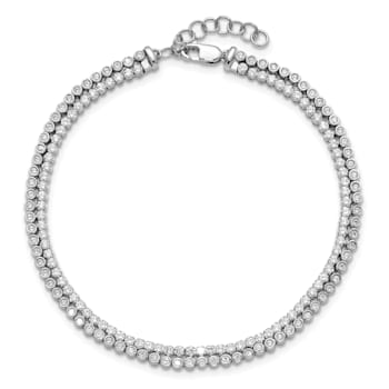 14K White Gold Lab Grown Diamond VS/SI GH, with 1 Inch Extension Double Bracelet