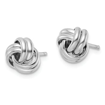Rhodium Over Sterling Silver Post Polished Love Knot Earrings