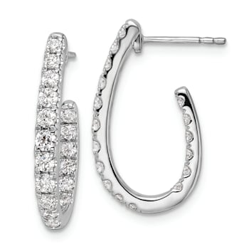 Rhodium Over 14K White Gold Lab Grown Diamond SI1/SI2, G H I, In and Out
J-Hoop Earrings