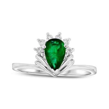 0.80ctw Emerald and Diamond Ring in 14k White Gold
