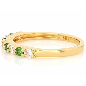 Chrome Diopside And White Zircon Band Ring In 18K Gold Over Sterling
Silver 0.68ctw