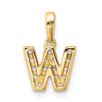14K Yellow Gold Diamond Letter W Initial with Bail Pendant