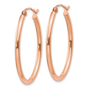 14k Rose Gold 1 5/16" Oval Hoop Earrings