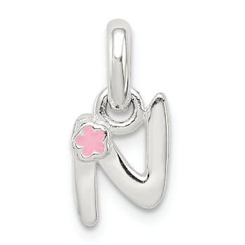Sterling Silver Letter N with Enamel Pendant