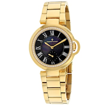 Christian Van Sant Women's Cybele Black Dial, Yellow Stainless Steel Watch