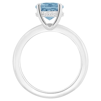 8mm Round Sky Blue Topaz With Diamond Accents Rhodium Over Sterling
Silver Hidden Halo Ring