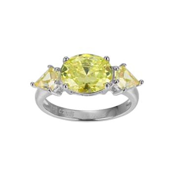 Green Cubic Zirconia Platinum Over Sterling Silver August Birthstone
Ring 4.79ctw