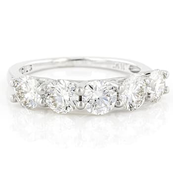 Lab-Grown Diamond Five-Stone Band Ring In 14K White Gold 2.00ctw
