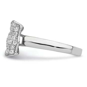 Rhodium Over Sterling Silver Cubic Zirconia Bow Ring