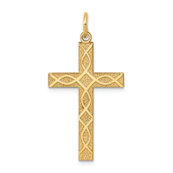 14k Yellow Gold Laser Designed Cross Pendant