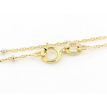 10K Yellow Gold with 10K White Gold Accents Station Ball Singapore Necklace
