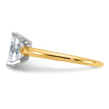 14K Yellow Gold With White Gold Accents 1 3/4 ct. D E F Pure Light
Emerald Moissanite Solitaire Ring