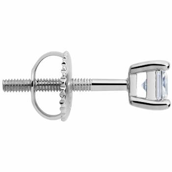 White Cubic Zirconia 14k White Gold Studs With Velvet Gift Box 0.60ctw