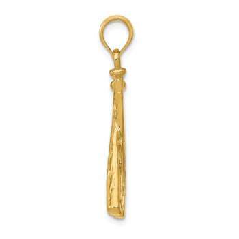 14k Yellow Gold Polished and Textured Open-Backed Bats and Baseball Pendant