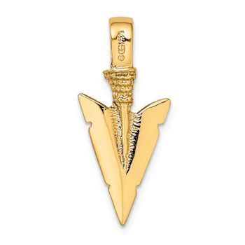 14k Yellow Gold 3D and Textured Arrowhead Charm