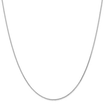 Rhodium Over 14k White Gold 1mm Solid Diamond-Cut Parisian Wheat 14 Inch Chain