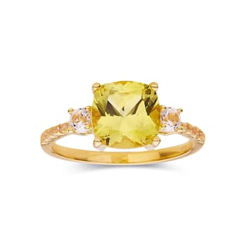Lab Created Yellow Sapphire with White Topaz Accents 18K Yellow Gold
Over Sterling Silver Ring