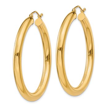 14k Yellow Gold 1 9/16" Polished Tube Hoop Earrings