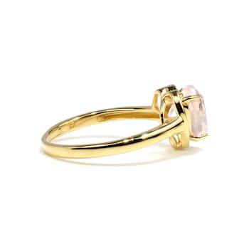 Rose Quartz and White Topaz 14K Yellow Gold Over Sterling Silver Ring