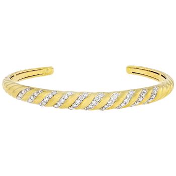 Lab-Grown Diamond Ribbed Cuff Bracelet In 14K Gold Over Sterling Silver 0.75ctw