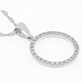 White Zircon Circle Pendant Necklace In Sterling Silver 0.50ctw