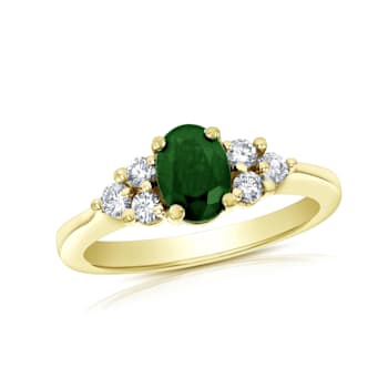 0.95ctw Emerald and Diamond Ring in 14k Yellow Gold